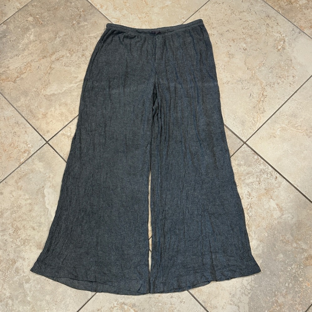 Auden Ribbed Knit‎ Pajama Pants Womens M Charcoal Grey Wide Leg Loungewear Cozy